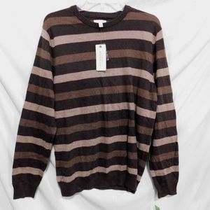 Sonoma Men Brown Stripe Knit Sweater L